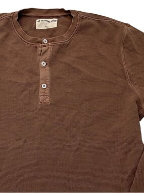 The Normal Brand Waffle Henley L Brown Cotton Lightweight Thermal Spring Layer